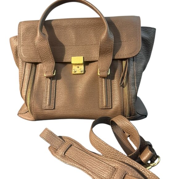 Authentic 3.1 PHILLIP LIM Textured Calfskin Medium Pashli Satchel in Taupe. - Picture 2 of 13